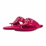 Red Ethnic Chappal For Women EC0239 - View 3