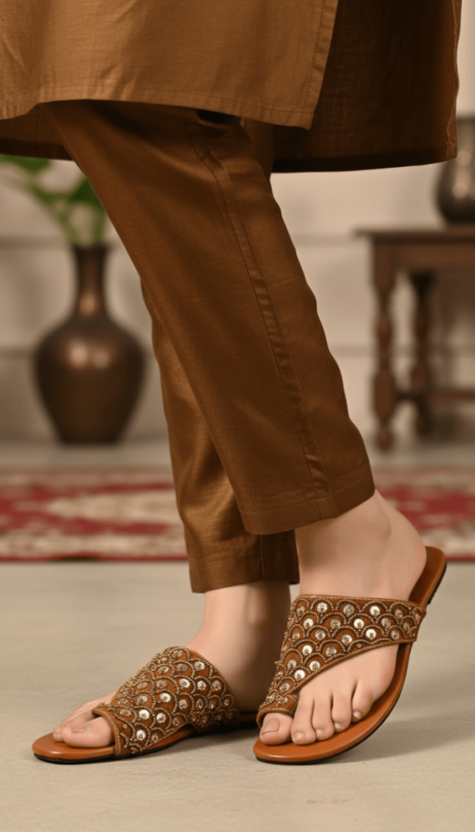 Brown Fancy Chappal For Ladies EC0241 - View 1