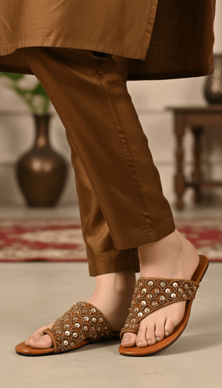 EC0241-02.png Brown Fancy Chappal For Ladies EC0241 - View 1