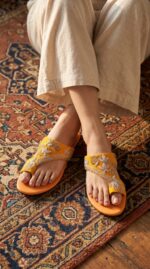 Yellow Fancy Chappal For Ladies EC0242 - View 1