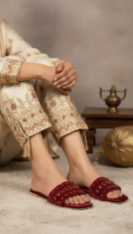Maroon Fancy Slipper For Women EC0243 - View 1