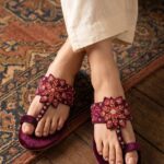 Maroon Ethnic Chappal For Ladies EC0247 - View 1
