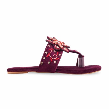 Maroon Ethnic Chappal For Ladies EC0247 - View 2