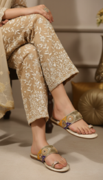 Golden Fancy Chappal For Women EC0249 - View 1