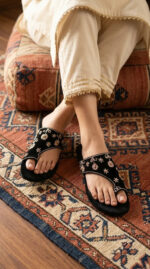 Black Fancy Chappal For Women EC0250 - View 1