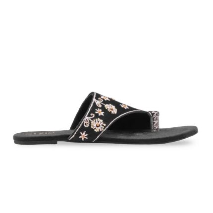 Black Fancy Chappal For Women EC0250 - View 2
