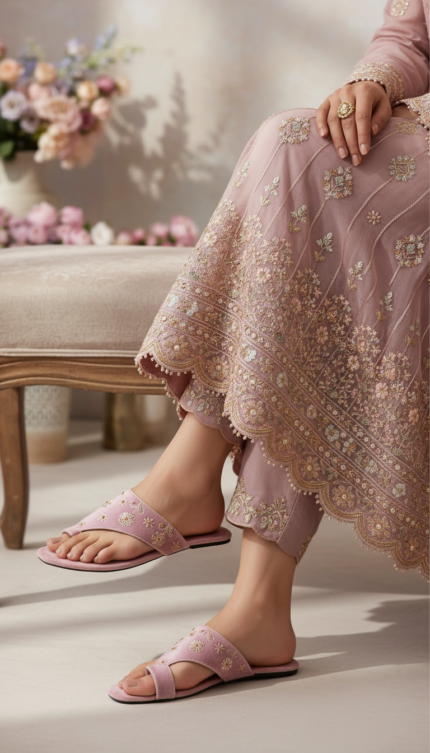 Pink Ethnic Chappal For Women EC0250 - View 1
