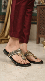 Black Ethnic Chappal For Women EC0251 - View 2