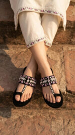 Black Fancy Chappal For Women EC0252 - View 1