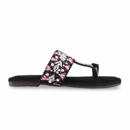 Black Fancy Chappal For Women EC0252 - View 2