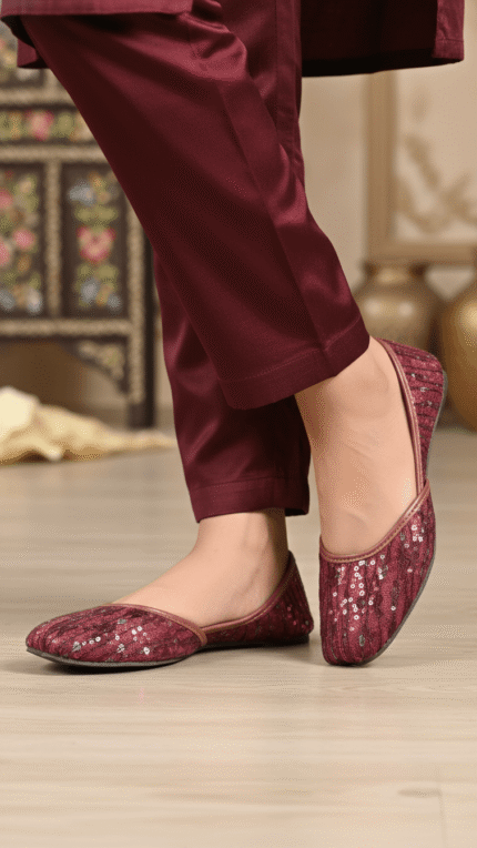 Maroon Casual Khussa EC8574 - View 1