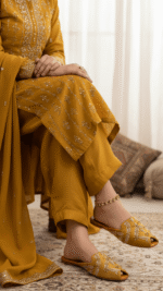 Mustard Fancy Back Open Khussa EC8579 - View 2