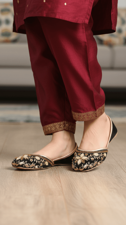 Black Fancy Khussa For Ladies EC8593 - View 2