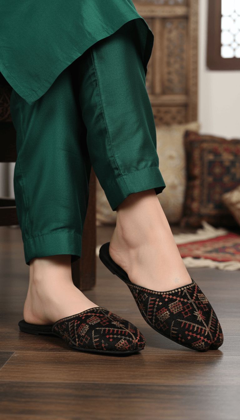 EC8602-01.png Black Ethnic Back Open Khussa For Women EC8602 - View 1