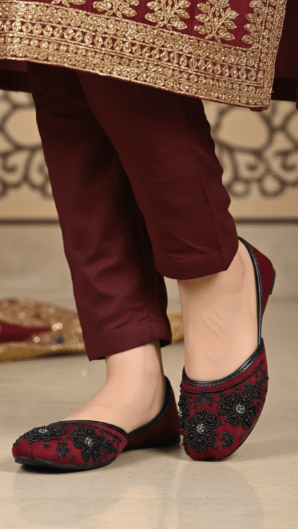 Maroon Fancy Women Khussa EC8607 - View 2