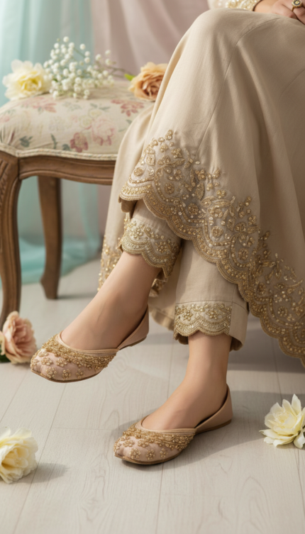 Golden Fancy Khussa For Ladies EC8610 - View 1