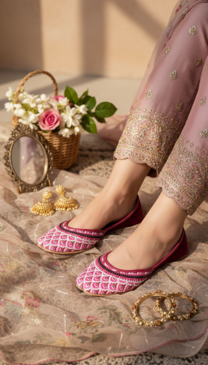 Maroon Ethnic Khussa For Women EC8611 - View 1