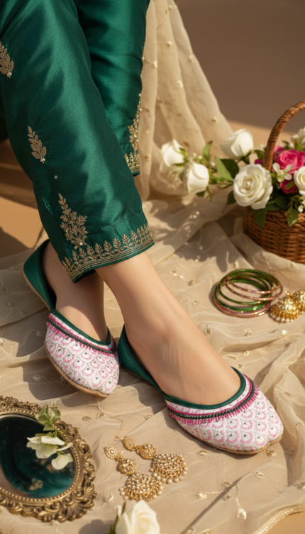 Pink Ethnic Khussa For Women EC8611 - View 1