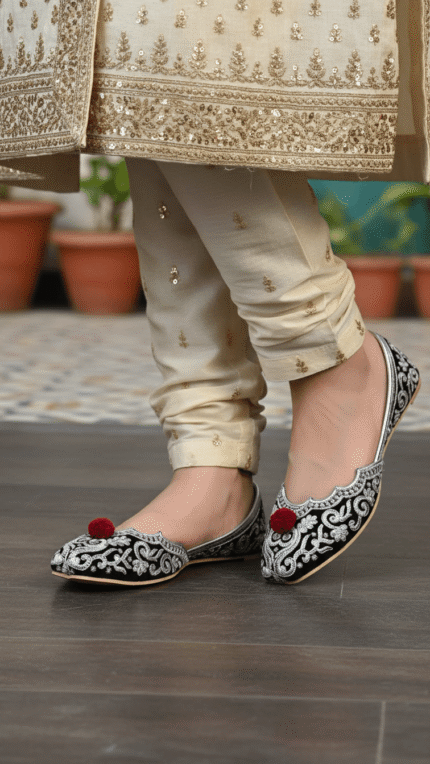 Silver Ethnic Khussa For Ladies EC8622 - View 2