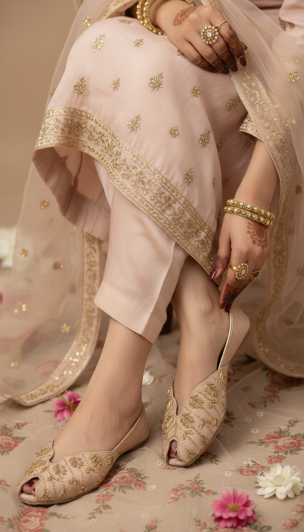 Golden Fancy Khussa For Women EC8625 - View 1