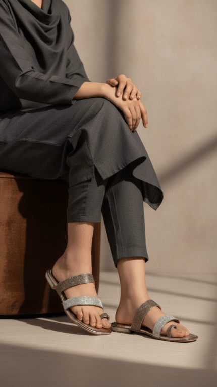 Grey Fancy Chappal For Women FN0798 - View 1