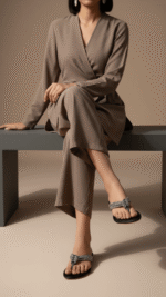 Black Fancy Chappal FN0808 - View 1