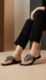 Black Fancy Chappal For Women FN0809 - View 1