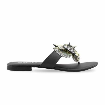 Black Fancy Chappal For Women FN0809 - View 2