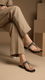 Black Fancy Chappal FN0811 - View 1