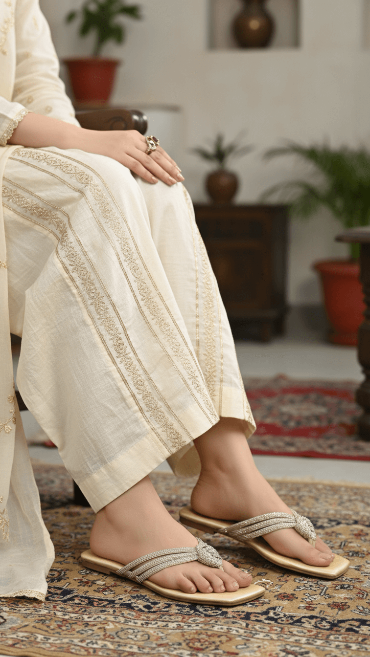 FN0814-15.png Golden Fancy Chappal For Women FN0814 - View 1