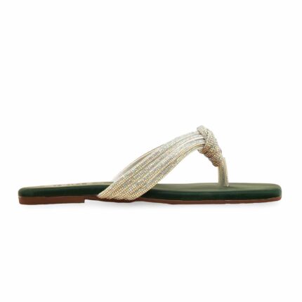 Green Fancy Chappal For Women FN0814 - View 2