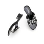 Black Fancy Chappal For Women FN0821 - View 5