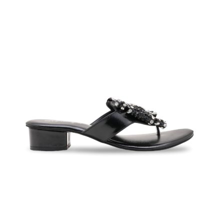 Black Fancy Chappal For Women FN0821 - View 2
