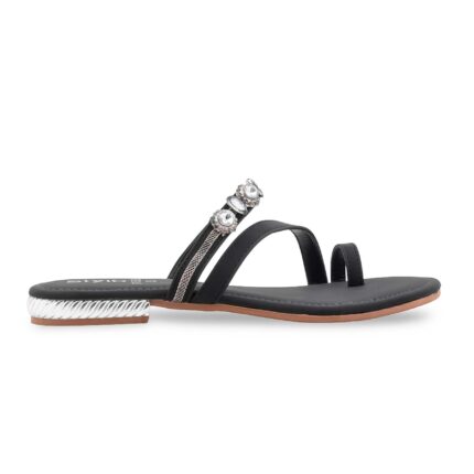 Black Fancy Chappal For Women FN0826 - View 2