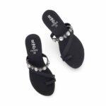 Black Fancy Chappal For Women FN0826 - View 5
