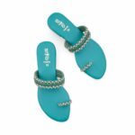 Green Fancy Chappal For Women FN0830 - View 5