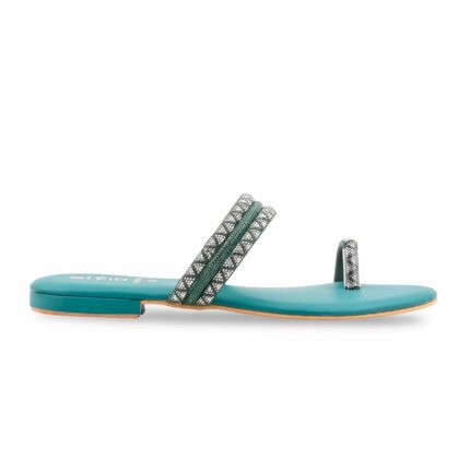 Green Fancy Chappal For Women FN0830 - View 2