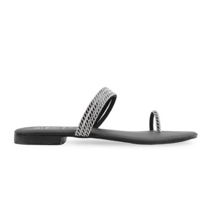 Black Fancy Chappal For Ladies FN0831 - View 2