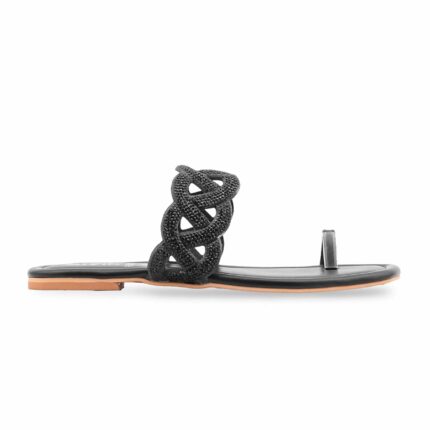 Black Fancy Chappal For Women FN0835 - View 2