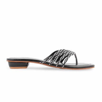 Black Fancy Chappal For Women FN0837 - View 2
