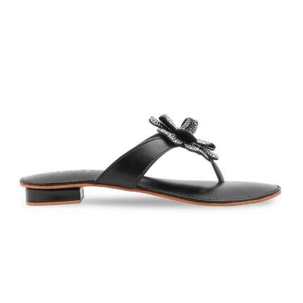 Black Fancy Chappal For Women FN0838 - View 2