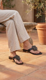 Black Fancy Chappal For Women FN0838 - View 1