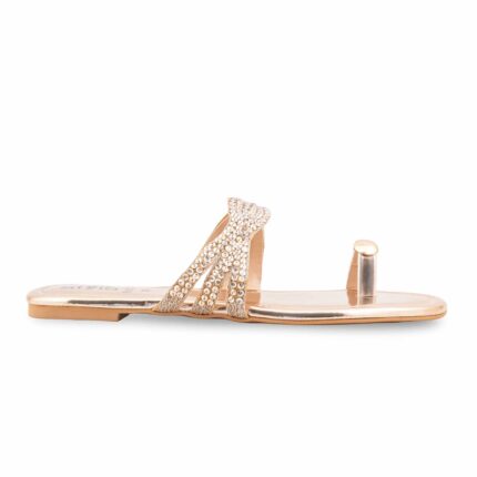 Golden Fancy Chappal For Women FN0839 - View 2