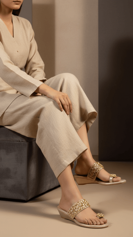 Golden Fancy Chappal FN7909 - View 1