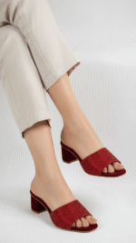 Maroon Fancy Slipper For Women FN7959 - View 1