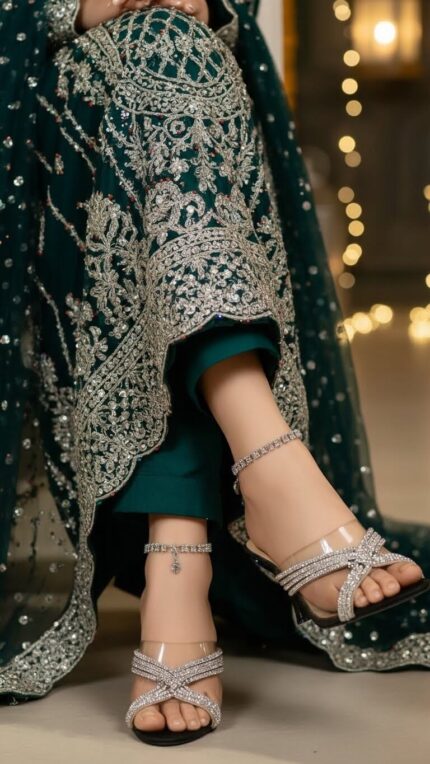 Black Fancy Bridal Slipper FN7973 - View 1