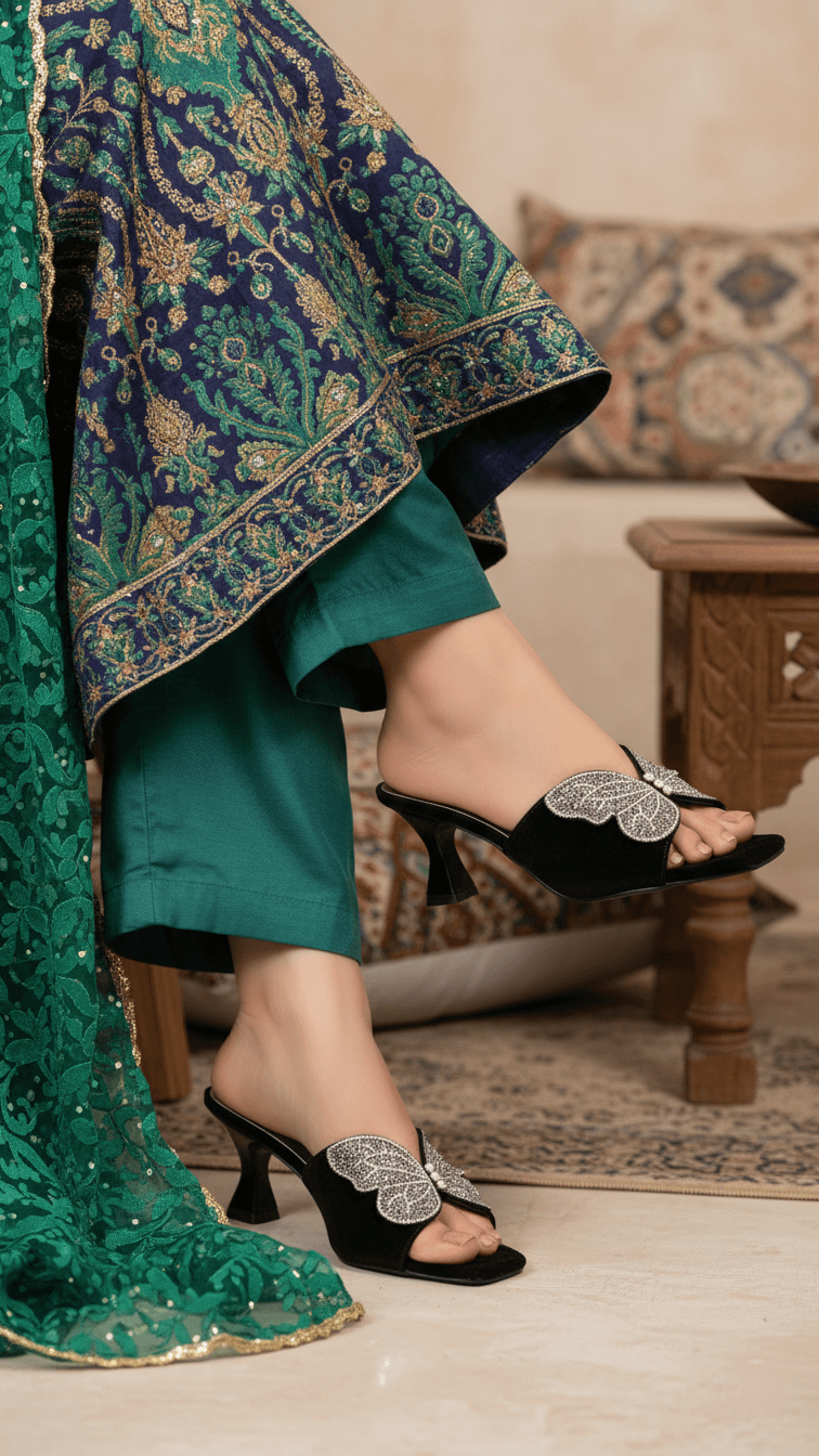 FN7974-01.png Black Fancy Slipper For Women FN7974 - View 1