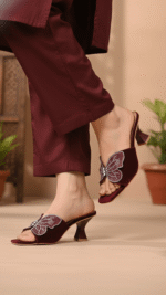 Maroon Fancy Slipper For Women FN7974 - View 2