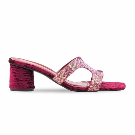 Maroon Fancy Women Slipper FN7983 - View 2