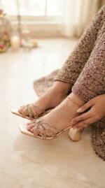 Golden Fancy Slipper For Ladies FN7984 - View 1